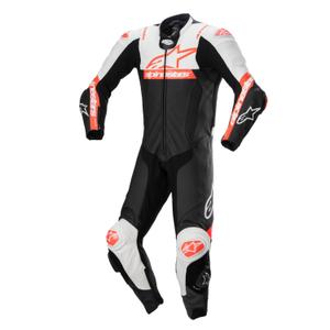 Kožená kombinéza na motorku Alpinestars Missile 2 Ward čierno-bielo-fluo červená