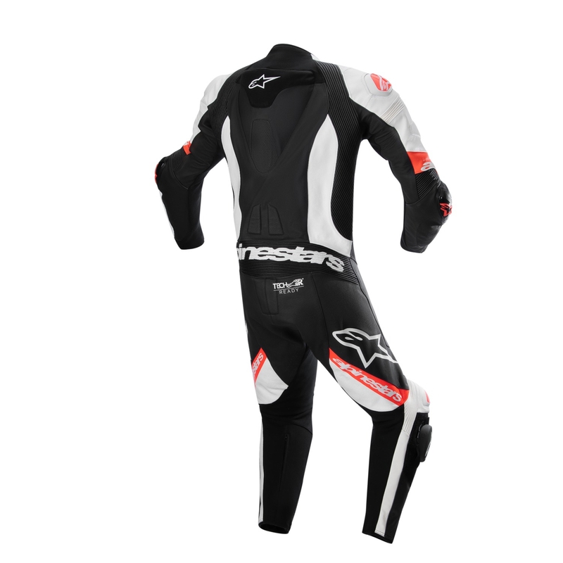 Kožená kombinéza na motorku Alpinestars Missile 2 Ward čierno-bielo-fluo červená