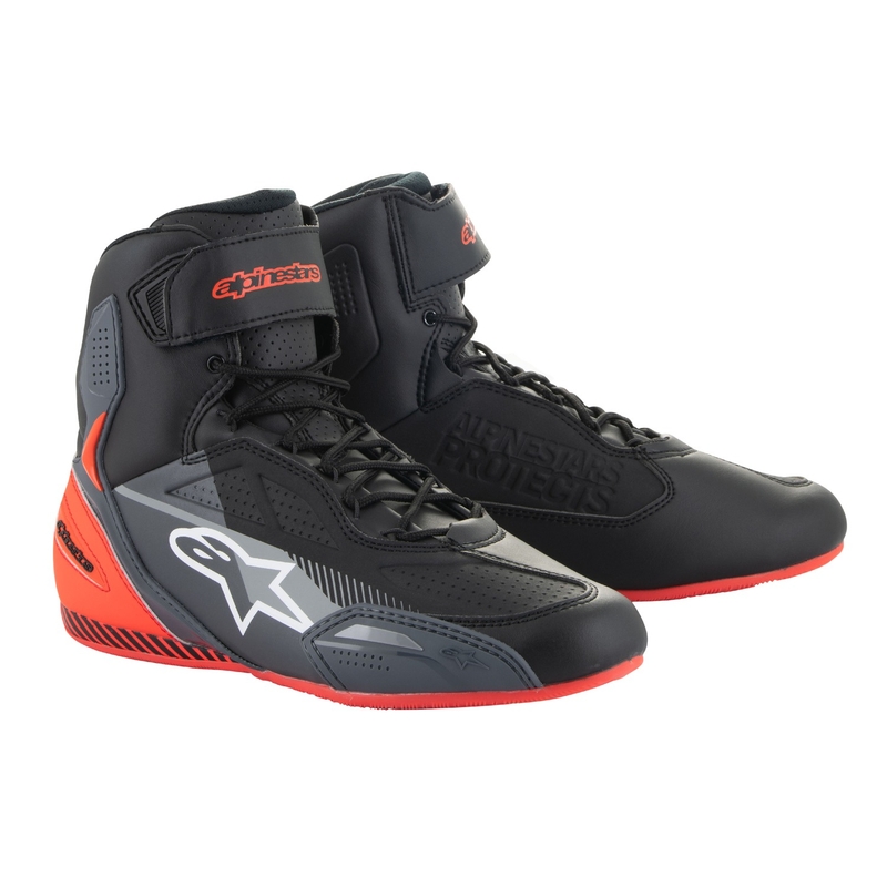 Topánky na motorku Alpinestars Faster-3 čierno-šedo-fluo červená