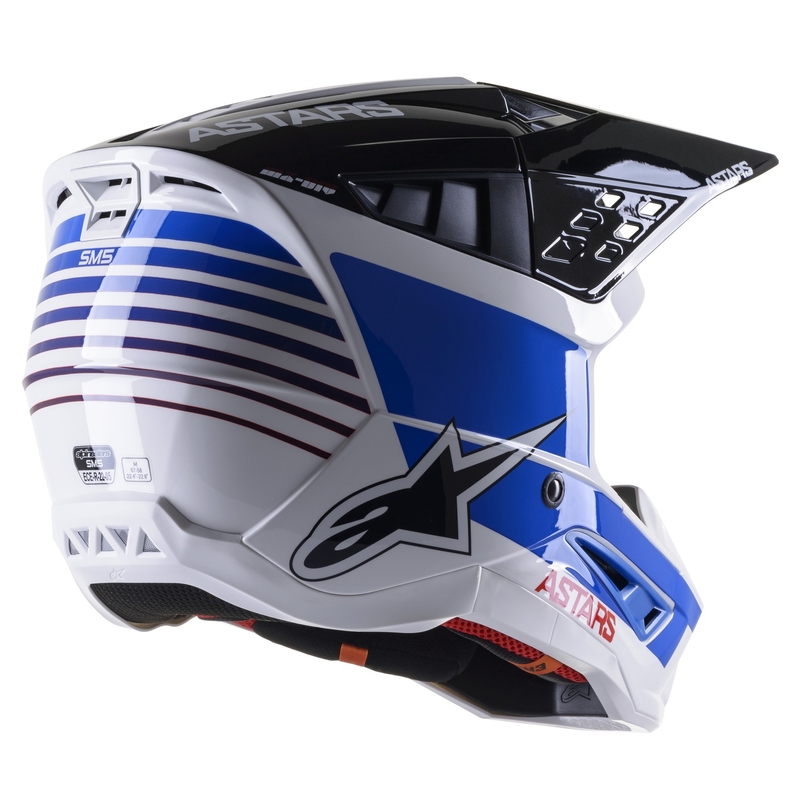 Motokrosová prilba Alpinestars S-M5 Speed ​​bielo-tmavo modro-červená lesklá