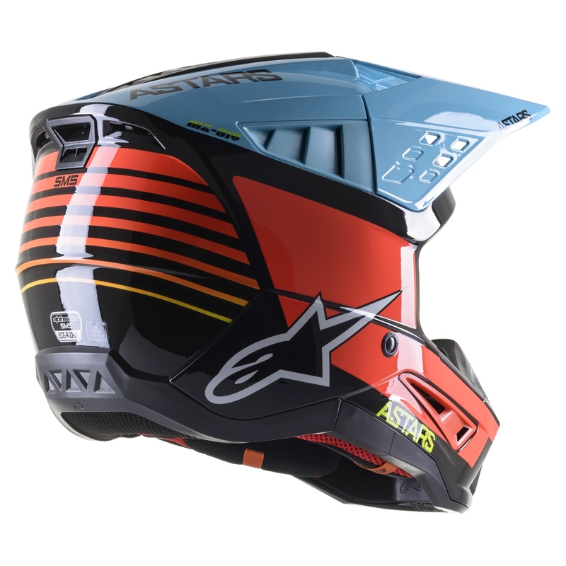 Motokrosová prilba Alpinestars S-M5 Speed ​​čierno-fluorescenčno žlto-svetlo modrá lesklá