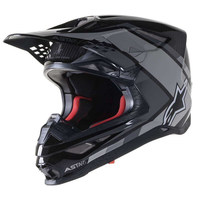Motokrosová prilba Alpinestars S-M10 Carbon Meta2 čierno-sivá lesklá