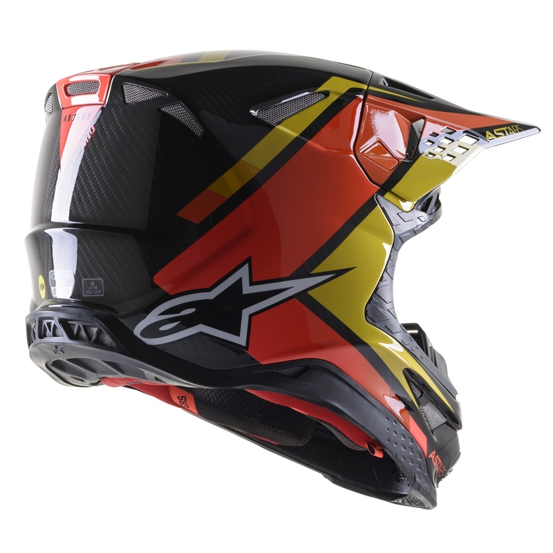 Motokrosová prilba Alpinestars S-M10 Carbon Meta2 čierno-žlto-oranžová lesklá