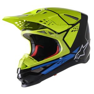 Motokrosová prilba Alpinestars Supertech S-M8 Factory čierno-fluo žlto-modrá lesklá