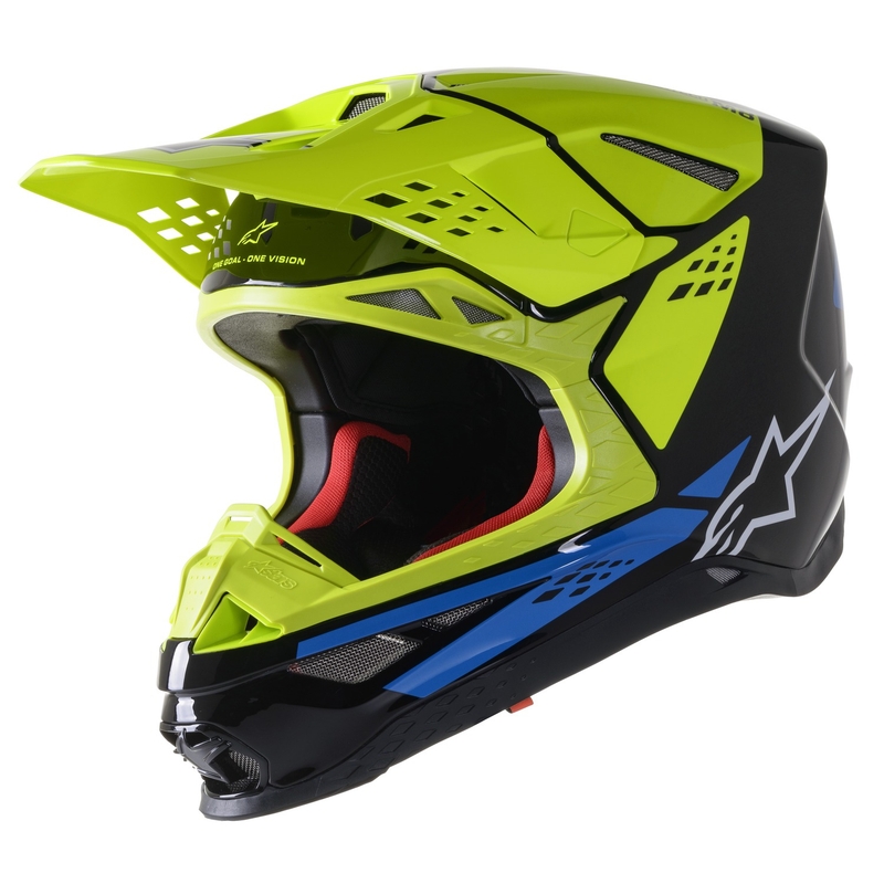 Motokrosová prilba Alpinestars Supertech S-M8 Factory čierno-fluorescenčno žlto-modrá lesklá