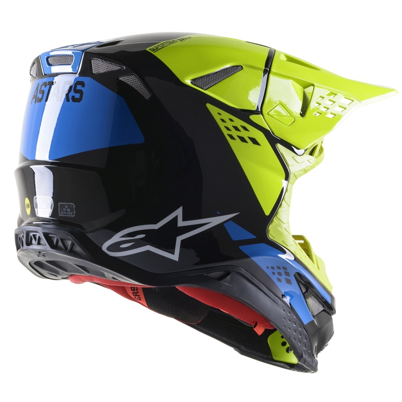 Motokrosová prilba Alpinestars Supertech S-M8 Factory čierno-fluorescenčno žlto-modrá lesklá