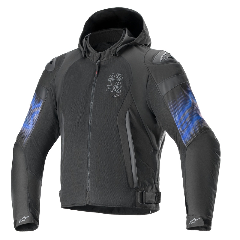Bunda na motocykel Alpinestars Zaca Air Venom Waterproof čierno/fluorescenčno modrá