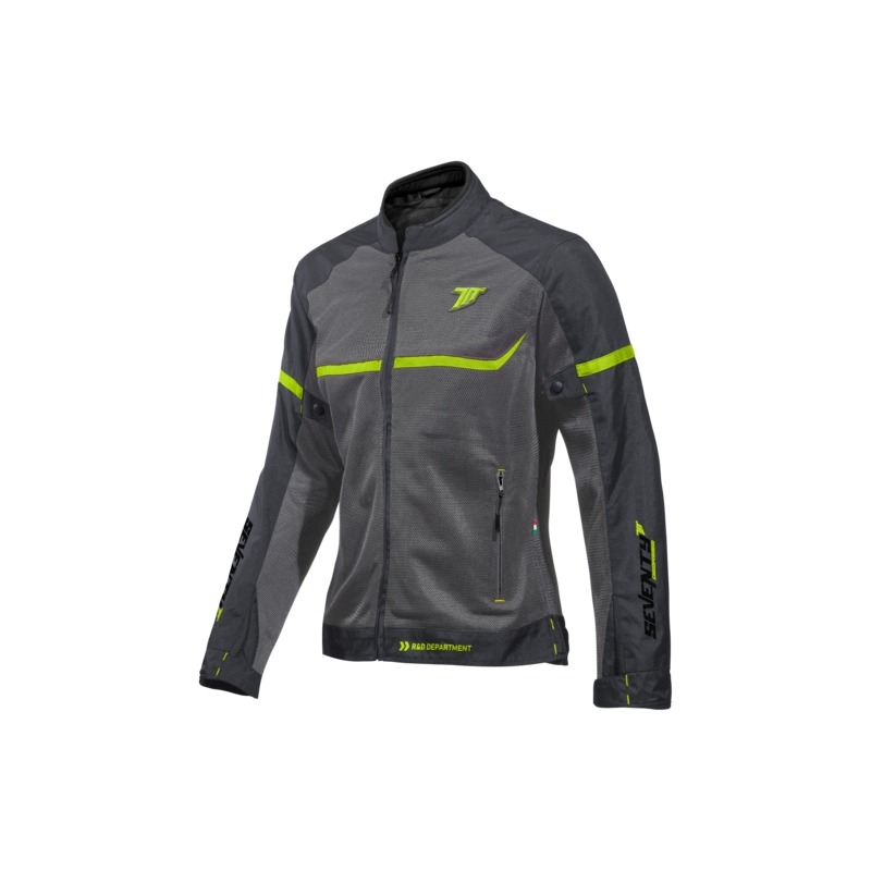 Dámska bunda na motorku SEVENTY DEGREES SD-JR30.2 Mojave šedo-fluo žltá