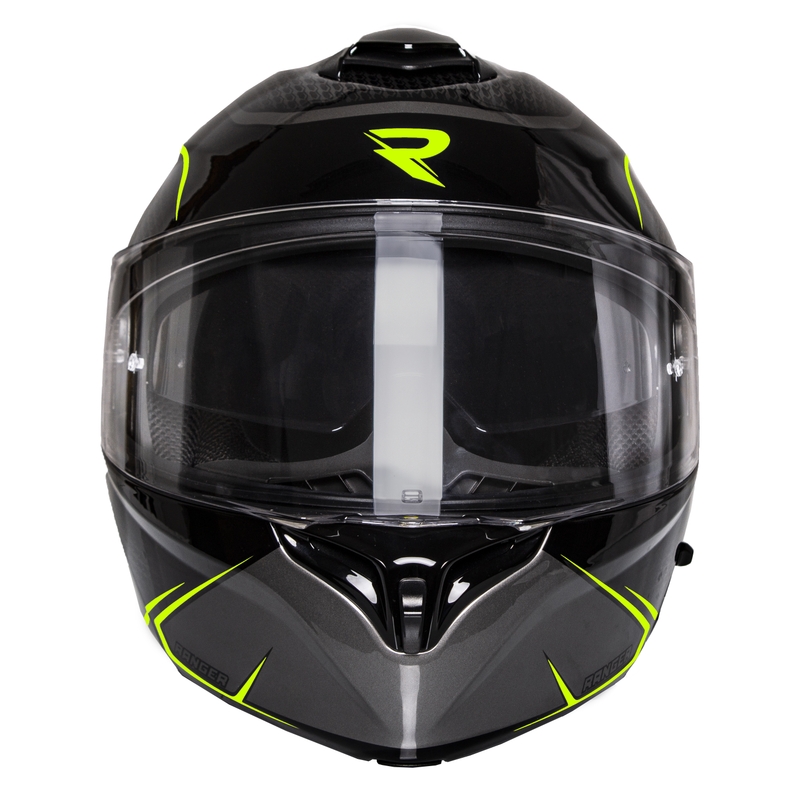 Vyklápacia prilba na motorku Street Racer Ranger čierno-fluo žltá - II. akosť