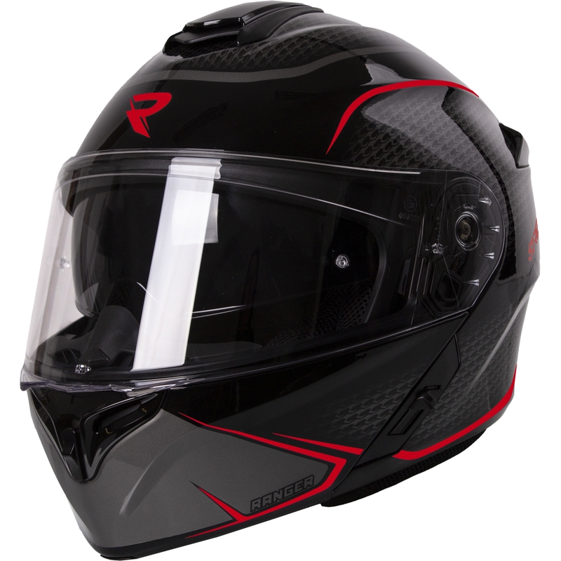 Vyklápacia prilba na motorku Street Racer Ranger čierno-červená - II. akosť