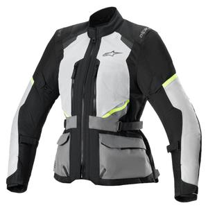 Dámska bunda na motorku Alpinestars Stella Andes Air Drystar svetlo šedo-tmavo šedo-čierno-fluo žltá