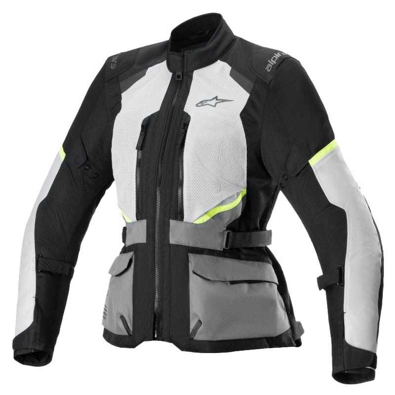Dámska bunda na motocykel Alpinestars Stella Andes Air Drystar svetlo šedo-tmavo šedo-čierno-fluorescenčno žltá