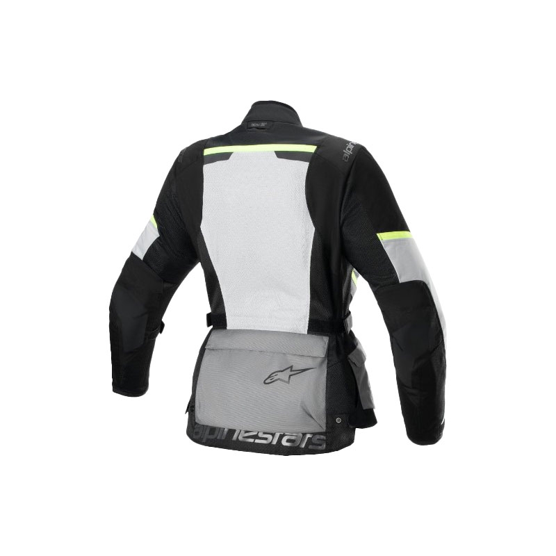 Dámska bunda na motocykel Alpinestars Stella Andes Air Drystar svetlo šedo-tmavo šedo-čierno-fluorescenčno žltá