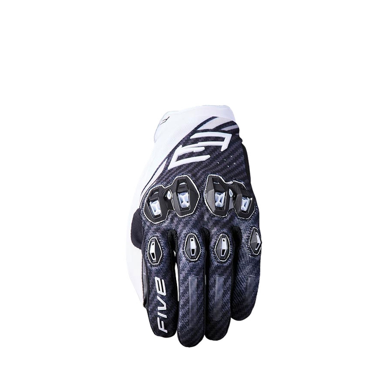 Rukavice na motocykel FIVE Stunt Evo2 fiber čierno-biele
