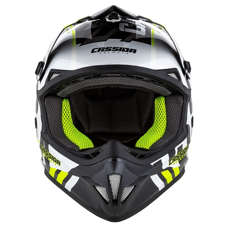 prilba Cross Cup Sonic Junior, CASSIDA, detská (čierna/biela/žltá fluo/sivá)