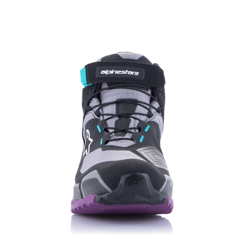 Dámske topánky na motorku Alpinestars Stella CR-X Drystar čierno-šedo-fialovo-tyrkysové