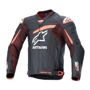 Kožená bunda na motorku Alpinestars GP Plus R 4 Rideknit čierno-fluo červeno-biela