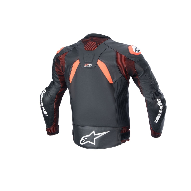 Kožená bunda na motorku Alpinestars GP Plus R 4 Rideknit čierno-fluo červeno-biela