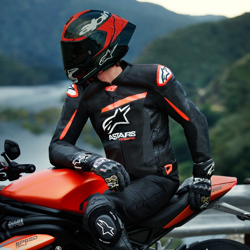 Kožená bunda na motorku Alpinestars GP plus R 4 Airflow čierno-fluo červeno-biela