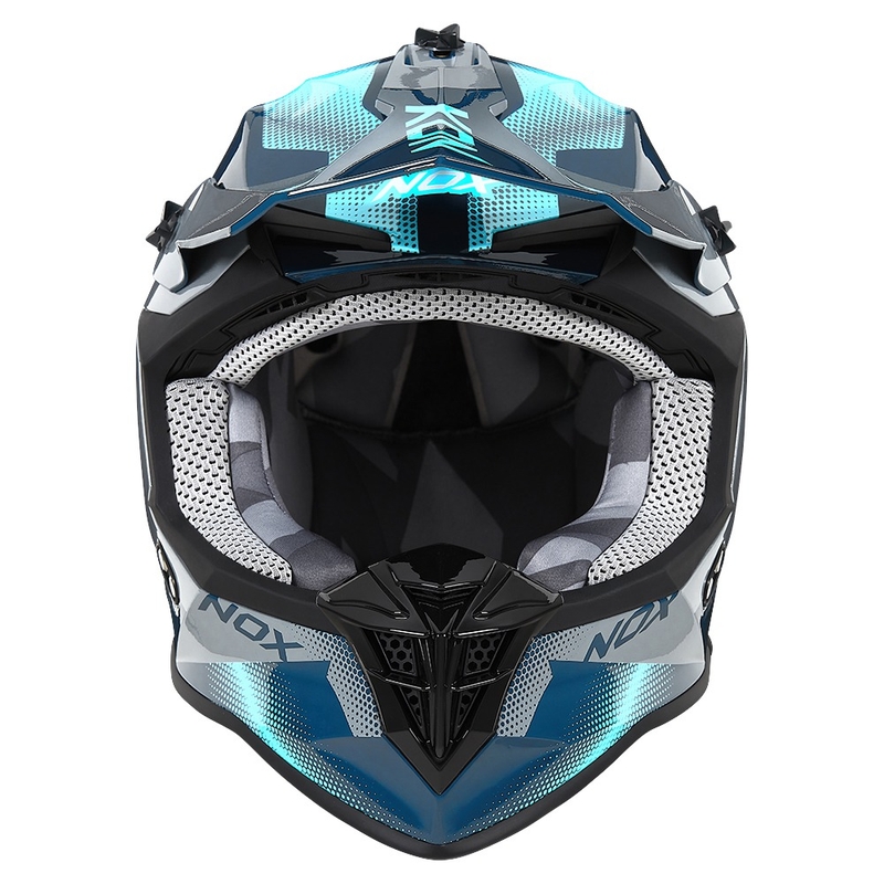 Motokrosová prilba NOX N633 fluo modro-šedá