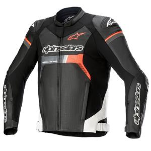 Kožená bunda na motorku Alpinestars GP Force Airflow čierno-bielo-fluo červená