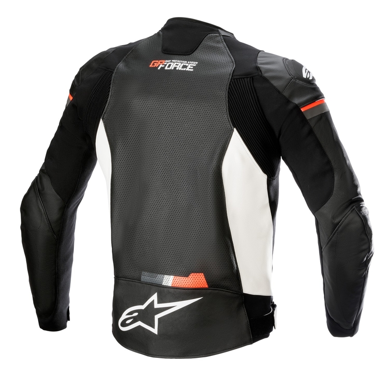 Kožená bunda na motorku Alpinestars GP Force Airflow čierno-bielo-fluo červená