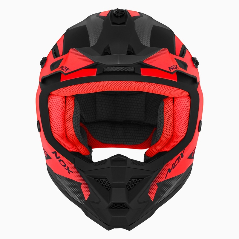 Detská motokrosová prilba NOX N761 MX fluo červeno-čierno-šedá