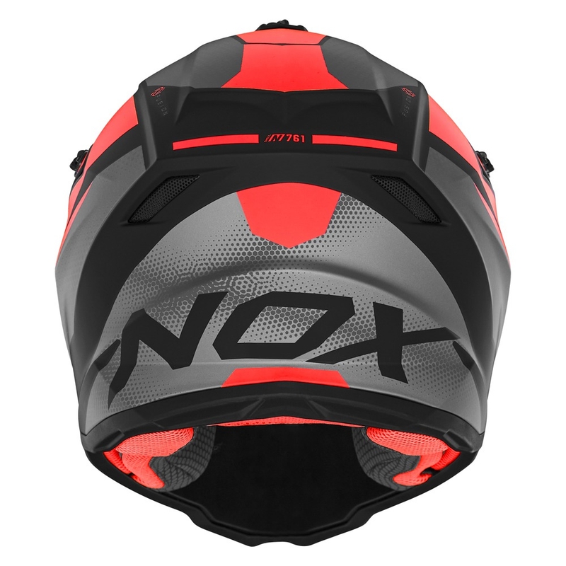 Detská motokrosová prilba NOX N761 MX fluo červeno-čierno-šedá