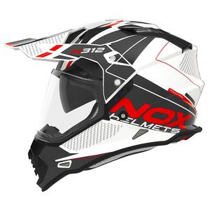 Enduro helma NOX N312 Drone bielo-čierno-červená