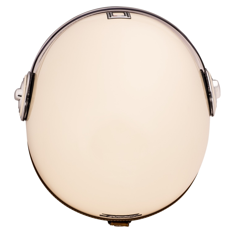 Otvorená helma na motorku NOX PREMIUM Heritage krémovo biela s hnedou kožou