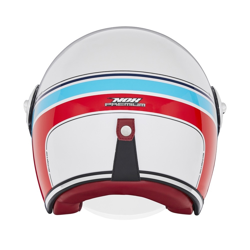 Otvorená prilba na motorku NOX PREMIUM Heritage bielo-modro-červená