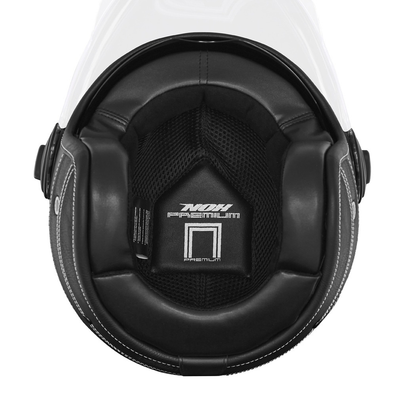 Otvorená helma na motorku NOX PREMIUM Heritage čierna koža