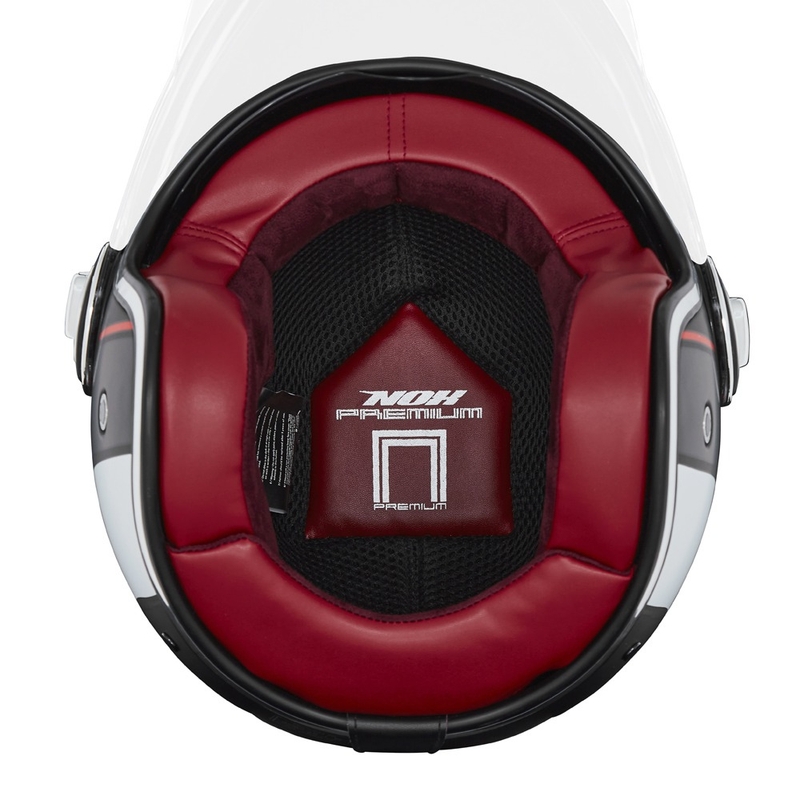Otvorená prilba na motorku NOX PREMIUM Heritage matná čierno-červeno-biela