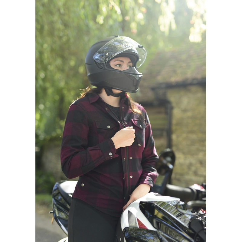 Dámska košeľa na motocykel Oxford Kickback 2.0 červeno-čierna
