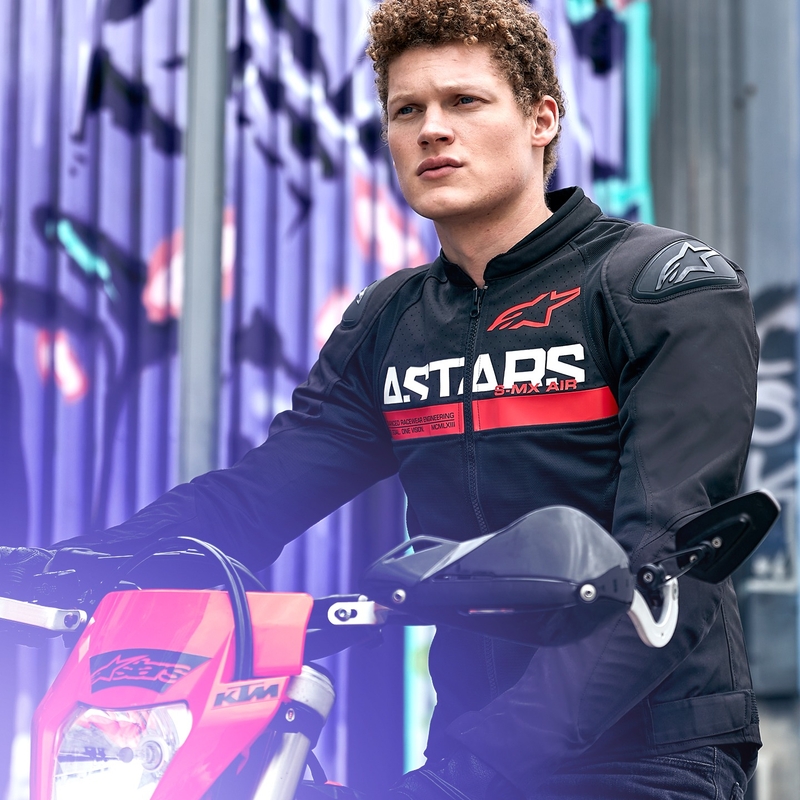 Bunda na motocykel Alpinestars SMX Air čierno-fluorescenčno červená