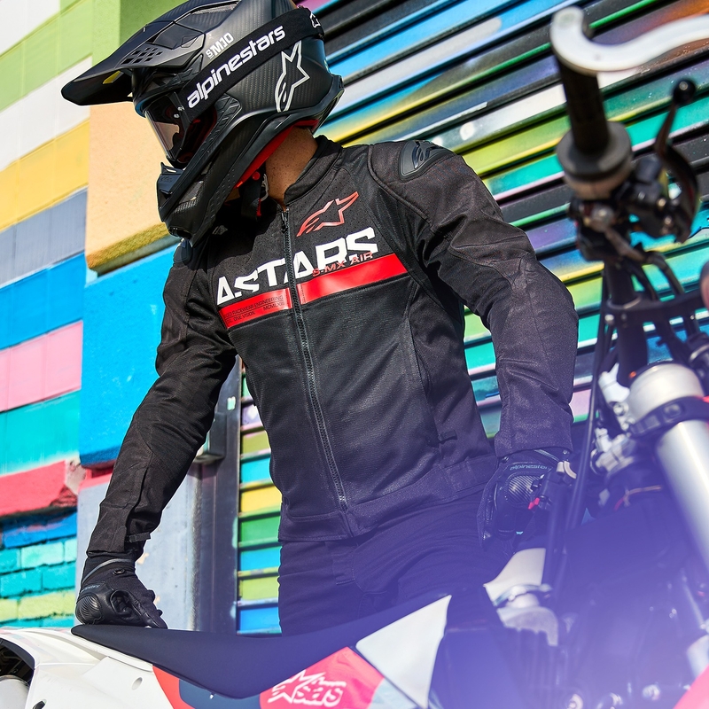 Bunda na motocykel Alpinestars SMX Air čierno-fluorescenčno červená