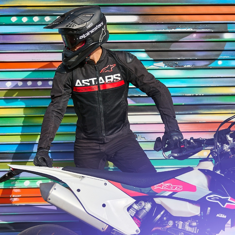 Bunda na motocykel Alpinestars SMX Air čierno-fluorescenčno červená