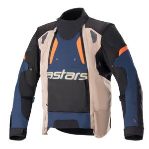 Bunda na motocykel Alpinestars Halo Drystar tmavo modro-khaki-oranžovo-čierna