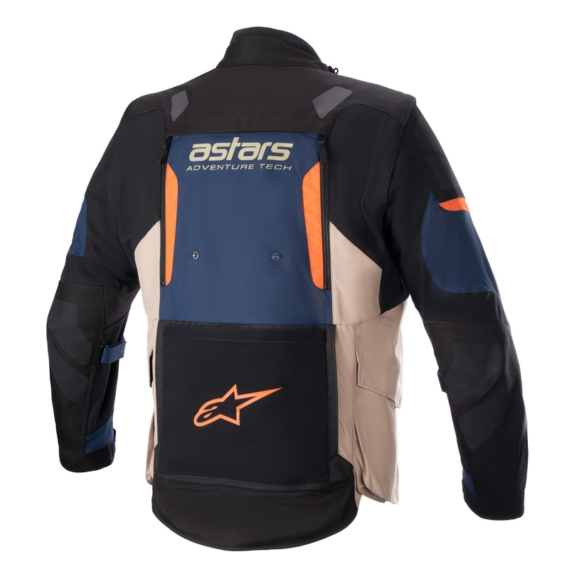 Bunda na motocykel Alpinestars Halo Drystar tmavo modro-khaki-oranžovo-čierna
