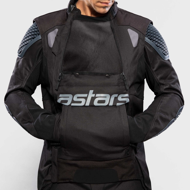 Bunda na motocykel Alpinestars Halo Drystar tmavo modro-khaki-oranžovo-čierna