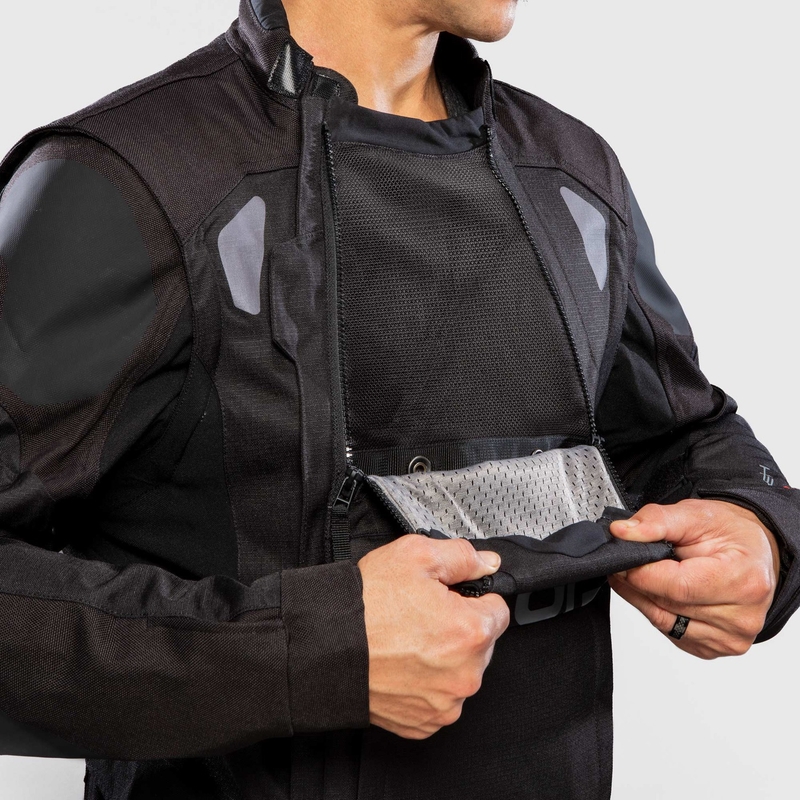 Bunda na motocykel Alpinestars Halo Drystar tmavo modro-khaki-oranžovo-čierna