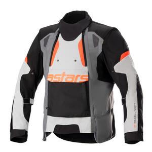 Bunda na motocykel Alpinestars Halo Drystar svetlo sivo-tmavo sivo-čierno-fluorescenčno červená