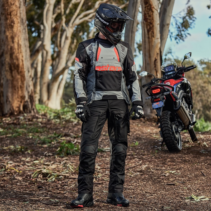 Bunda na motocykel Alpinestars Halo Drystar svetlo sivo-tmavo sivo-čierno-fluorescenčno červená