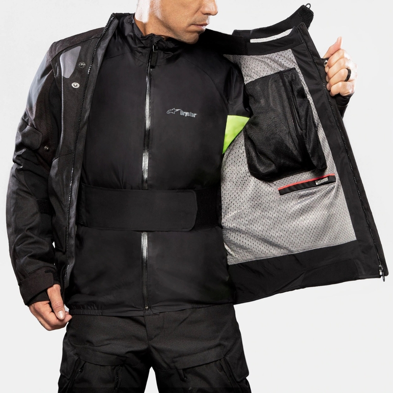 Bunda na motocykel Alpinestars Halo Drystar svetlo sivo-tmavo sivo-čierno-fluorescenčno červená