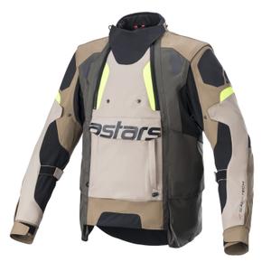 Bunda na motocykel Alpinestars Halo Drystar khaki-béžovo-fluorescenčno žltá
