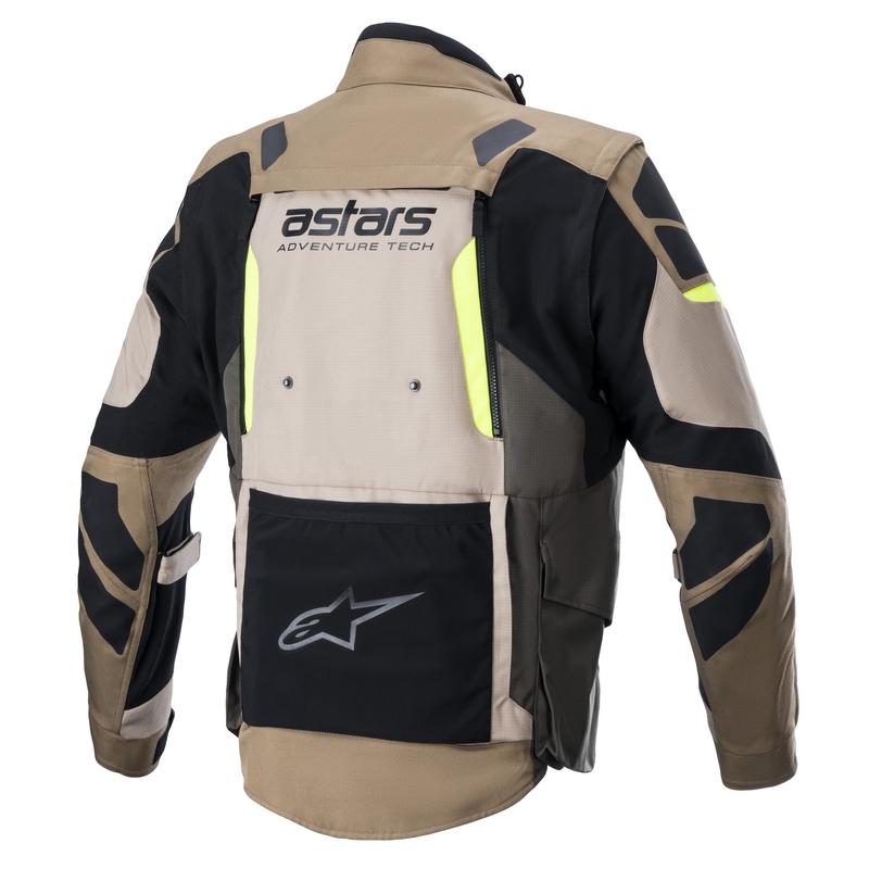 Bunda na motocykel Alpinestars Halo Drystar khaki-béžovo-fluorescenčno žltá