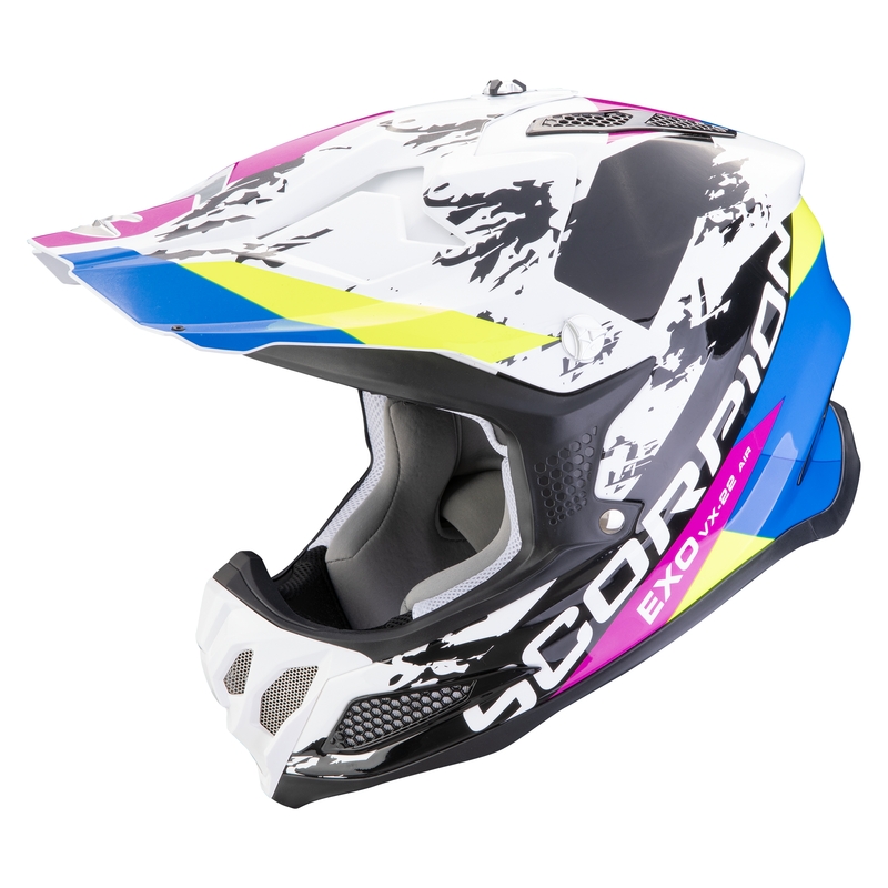 Motokrosová prilba Scorpion VX-22 Air CX bielo-čierno-modrá výpredaj