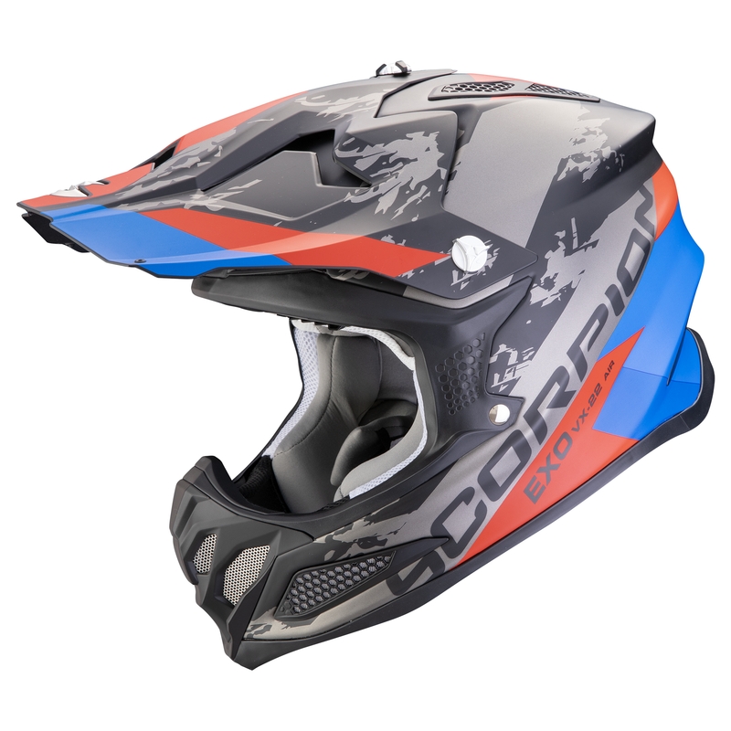 Motokrosová prilba Scorpion VX-22 Air CX matná čierno-modro-červená výpredaj