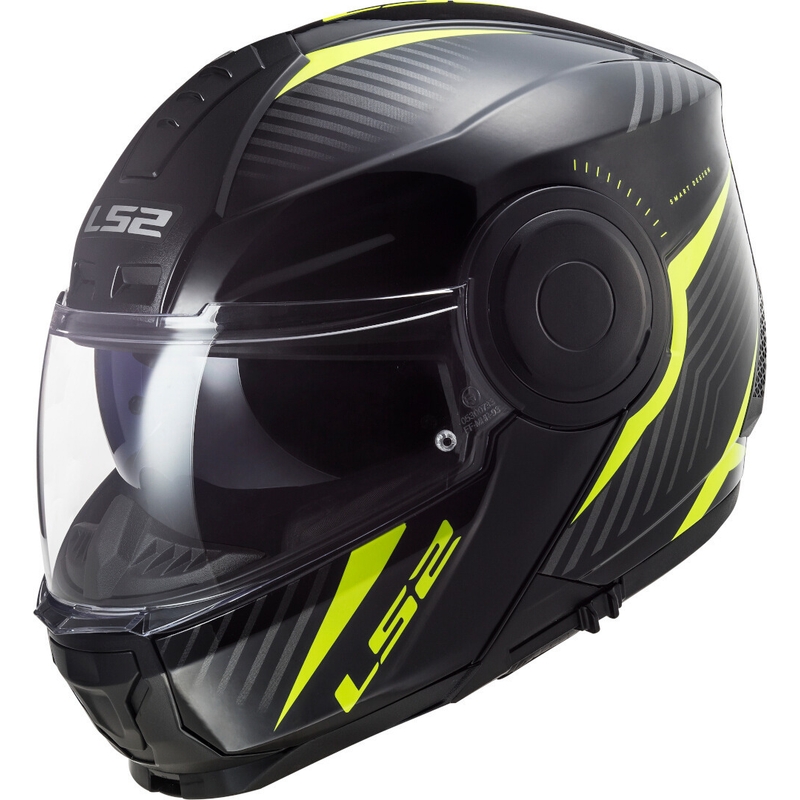 Vyklápacia prilba na motorku LS2 FF902 Scope Skid čierno-fluo žltá - II. akosť