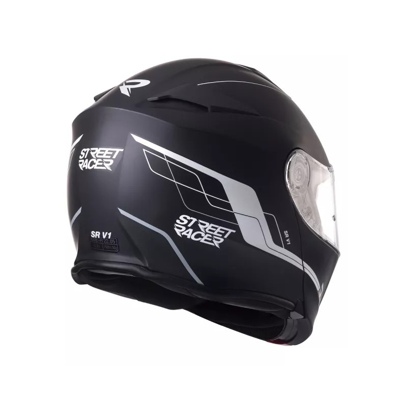 Vyklápacia prilba na motorku Street Racer SR V1 čierno-biela - II. akosť